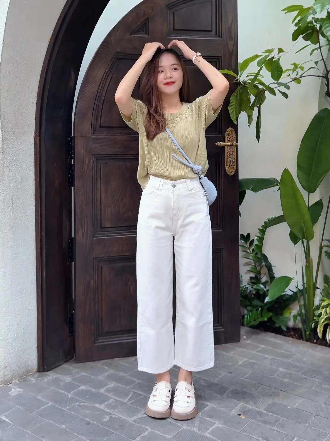 Quần Jean Suông Form Lửng Trắng/Kem/Đen (88cm) LEDA Nữ Nấm Lùn 9 Tấc 1m50 Quần Bò Nấm Lùn Suông Lỡ