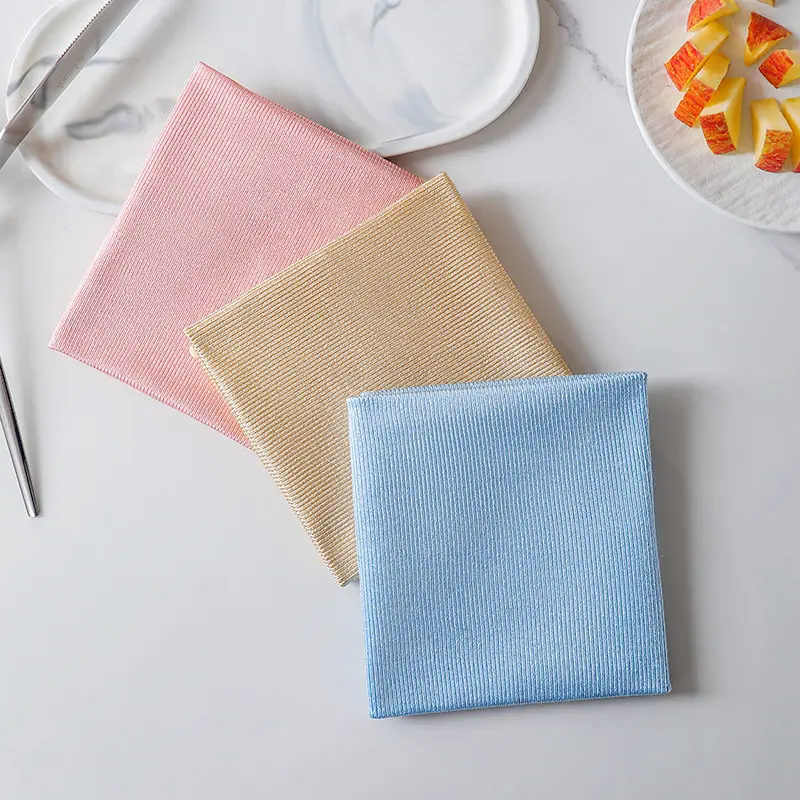 10-pack Ultra fine fiber glossy glass cloth, glass wiping cloth without watermark, specialized fish scale cloth, kitchen cleaning scouring pad Kitchen Silver