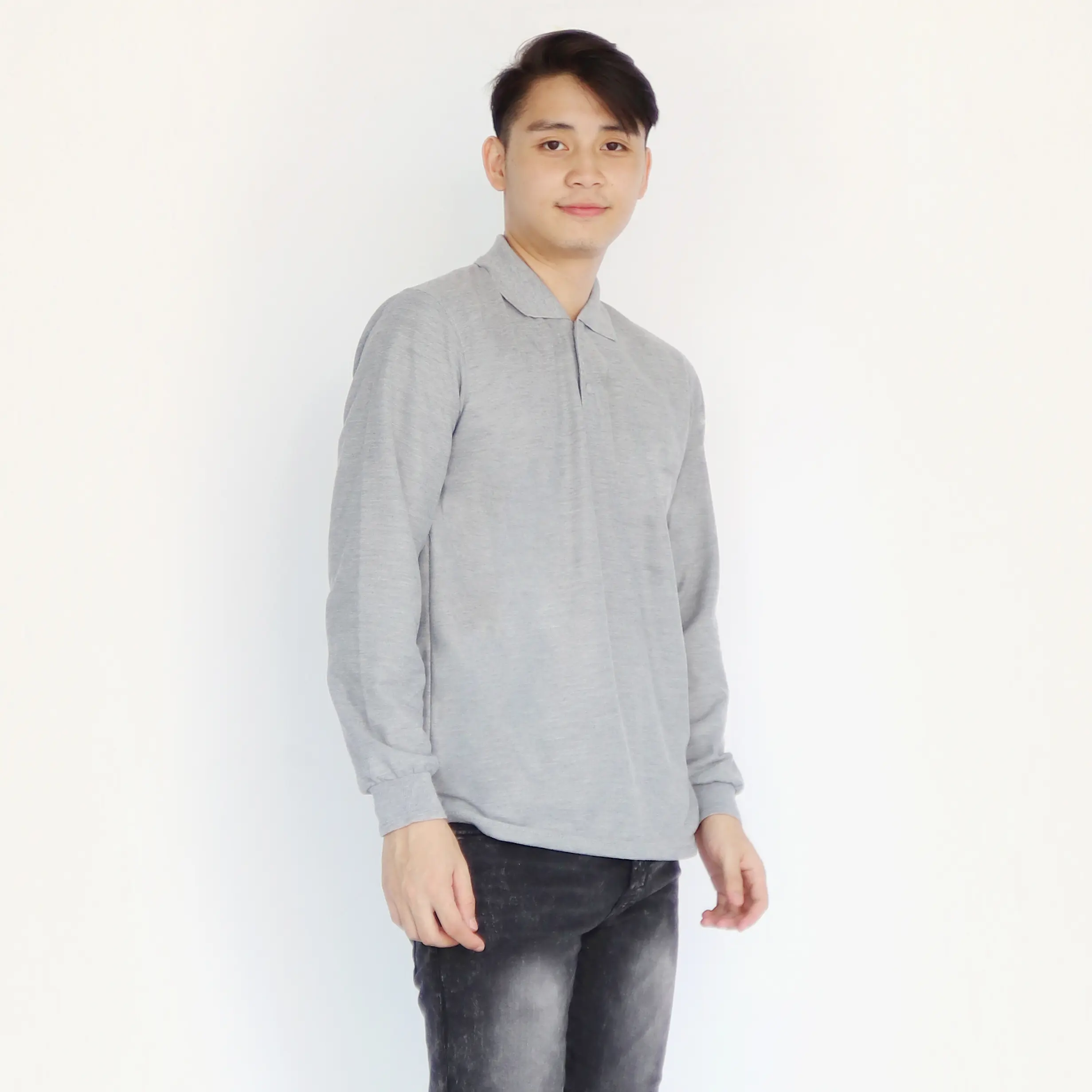 SC Kaos polo pria lengan panjang kerah Polos | kaos kerah pria | kaos seragam kerah polos Custom Basic atletis polo  shirt  long  sleeve