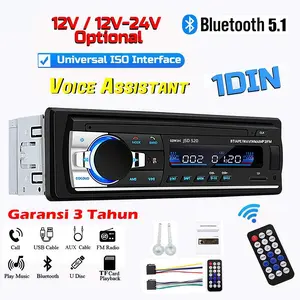 Tape Mobil Single DIN USB Bluetooth 5.1 Universal ISO Interface 12V Garansi 1 Tahun dengan Voice Assistant