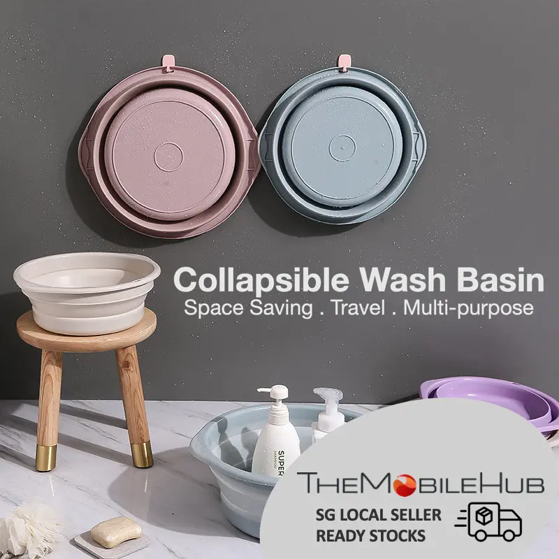 Collapsible Wash Basin Foldable Pail Space Saving Travel Multi-purpose Bucket Laundry Kitchen Cleaning Washing Tub