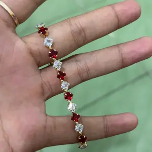 Gelang titanium ruby ​​cantik\gelang mewah ringan anti karat tidak luntur