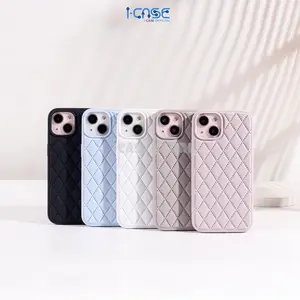 Silicone Rhombic Case Full Cover for iPhone 11 12 13 14 15 16 17 Pro Plus Pro Max