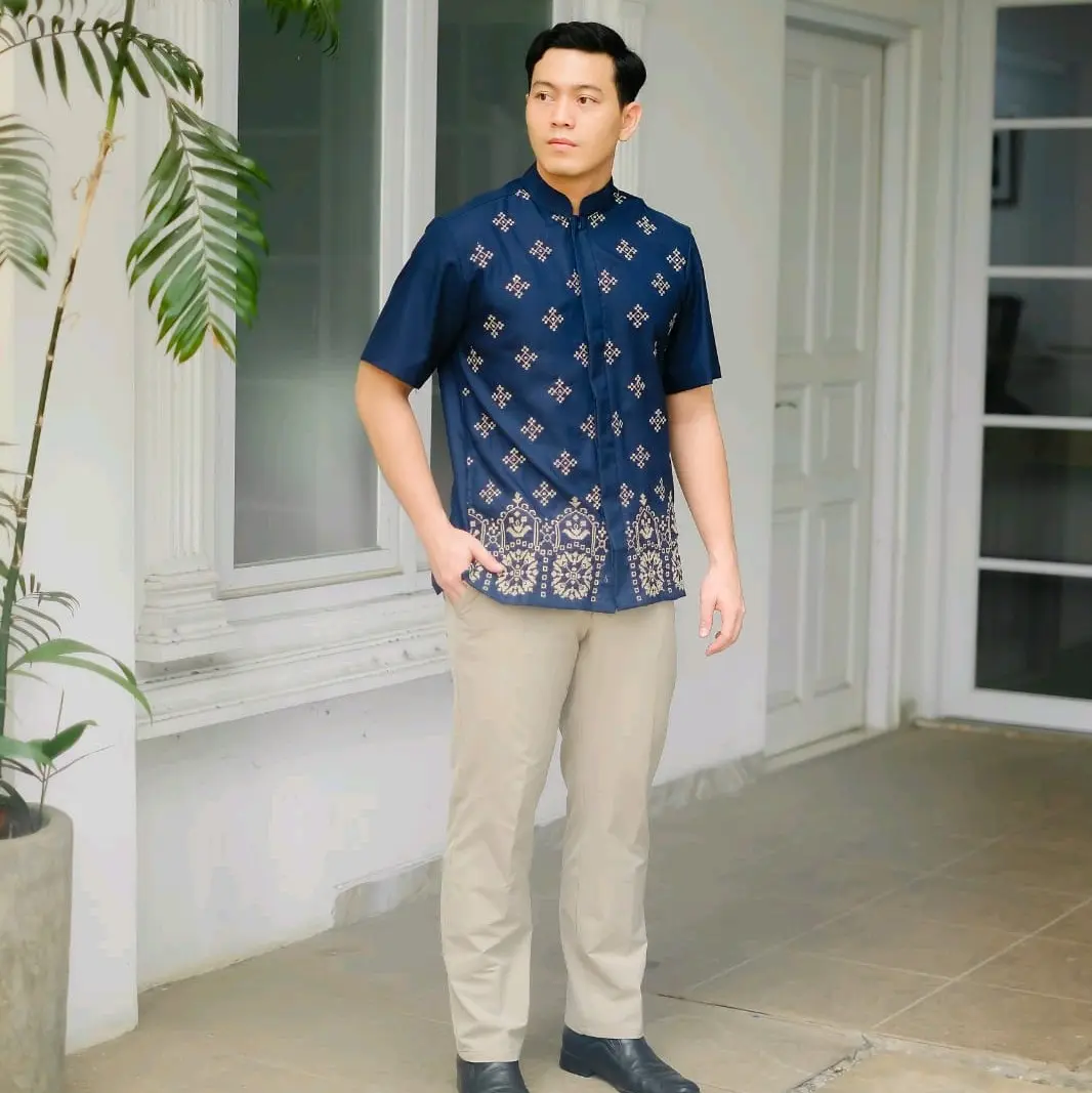Baju Koko Bordir Baju Atasan Muslim Pria Lengan Pendek Terbaru