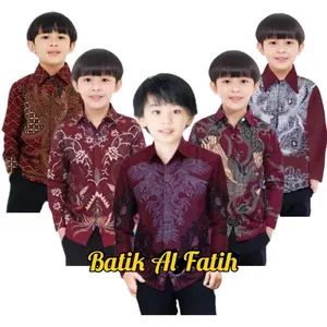 Kemeja Batik Anak Laki Laki Lengan Panjang Premium Baju Sekolah Terbaru Cowok TK SD 2-14 Tahun
