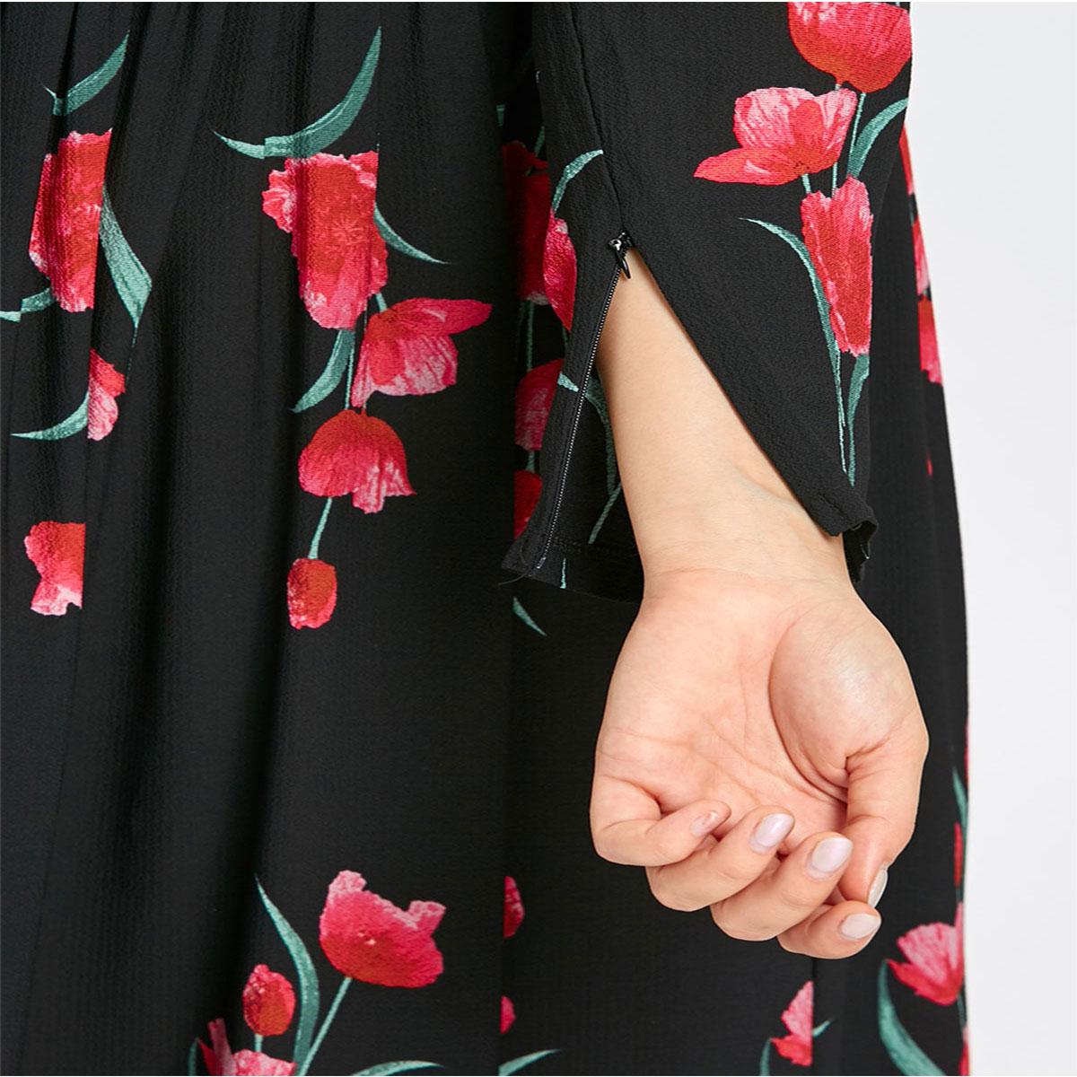 5080# Dubai Latest Model Woman Kimono Flower Chiffon Dress - CHAOMENG MUSLIM SHOP