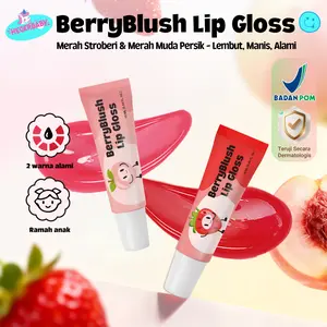 Hegerbaby Berryblush Baby Lip Gloss - Lipstik Merah Melembapkan & Mudah Diaplikasikan, Riasan untuk Bayi Perempuan, Aman untuk Anak Usia 3+ Tahun