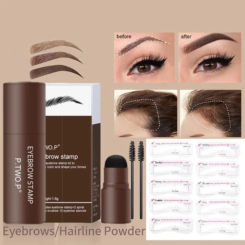 One Step Eyebrow Stamp Shaping Kit Makeup Brow Set Pen Women Waterproof Contour Stencil Tint Natural Stick Hairline Enhance