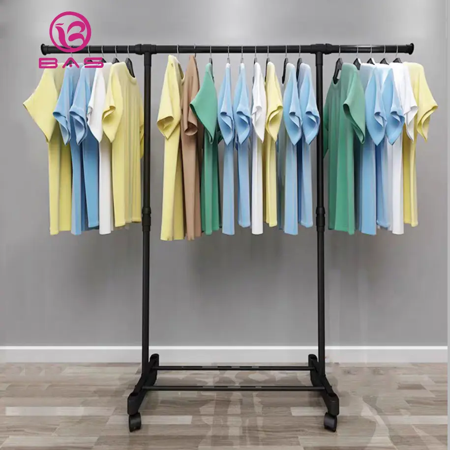 BAS Stand hanger single gantungan baju hanger tas rak serbaguna dengan roda hitam