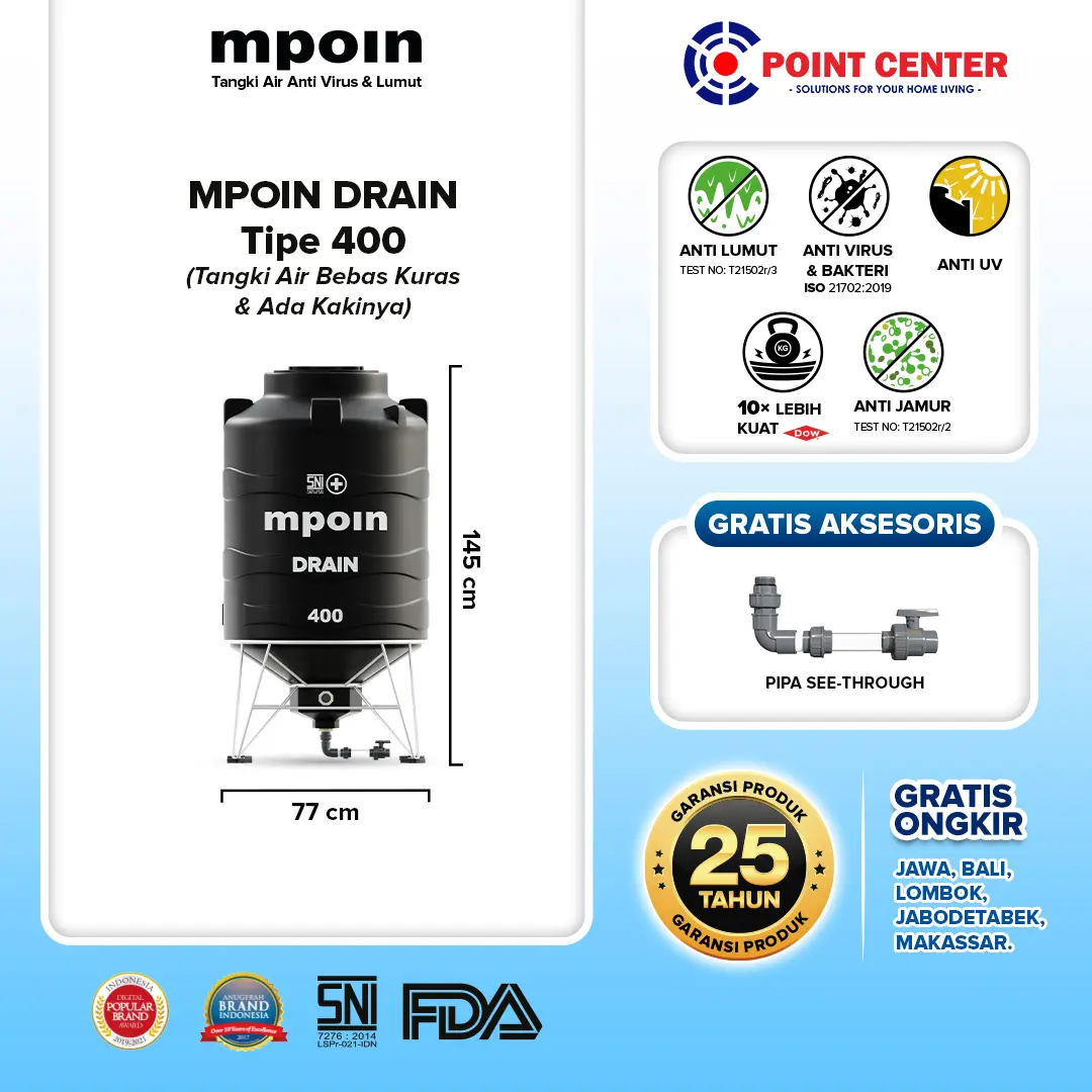 TERMURAH MPOIN TANGKI TANDON TOREN AIR 800L WAVE DRAIN - 800 DRAIN - 400 DRAIN