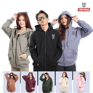 Hoodie Zipper Premium Unisex Fleece Tebal MS.StreetWear - Wanita, Sweater