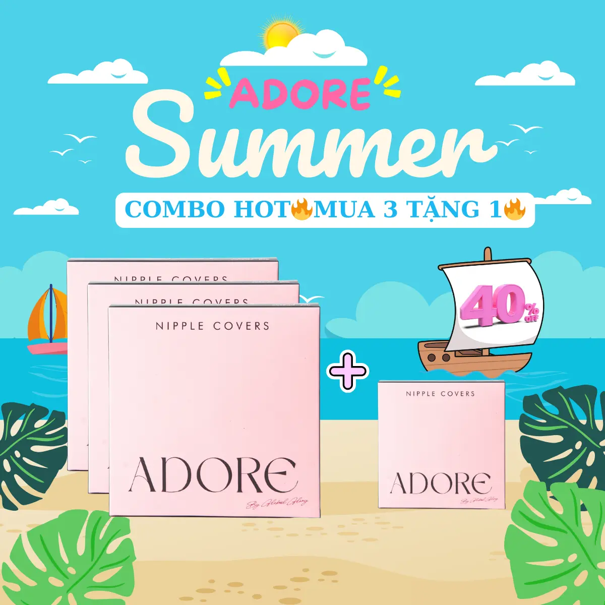 [ LIVE ] - ADORE Mua 3 tặng 1 - Miếng Dán Phụ Kiện Thời Trang Cao Cấp, Silicone Mềm Mại, Chống Mồ Hôi Nữ Women
