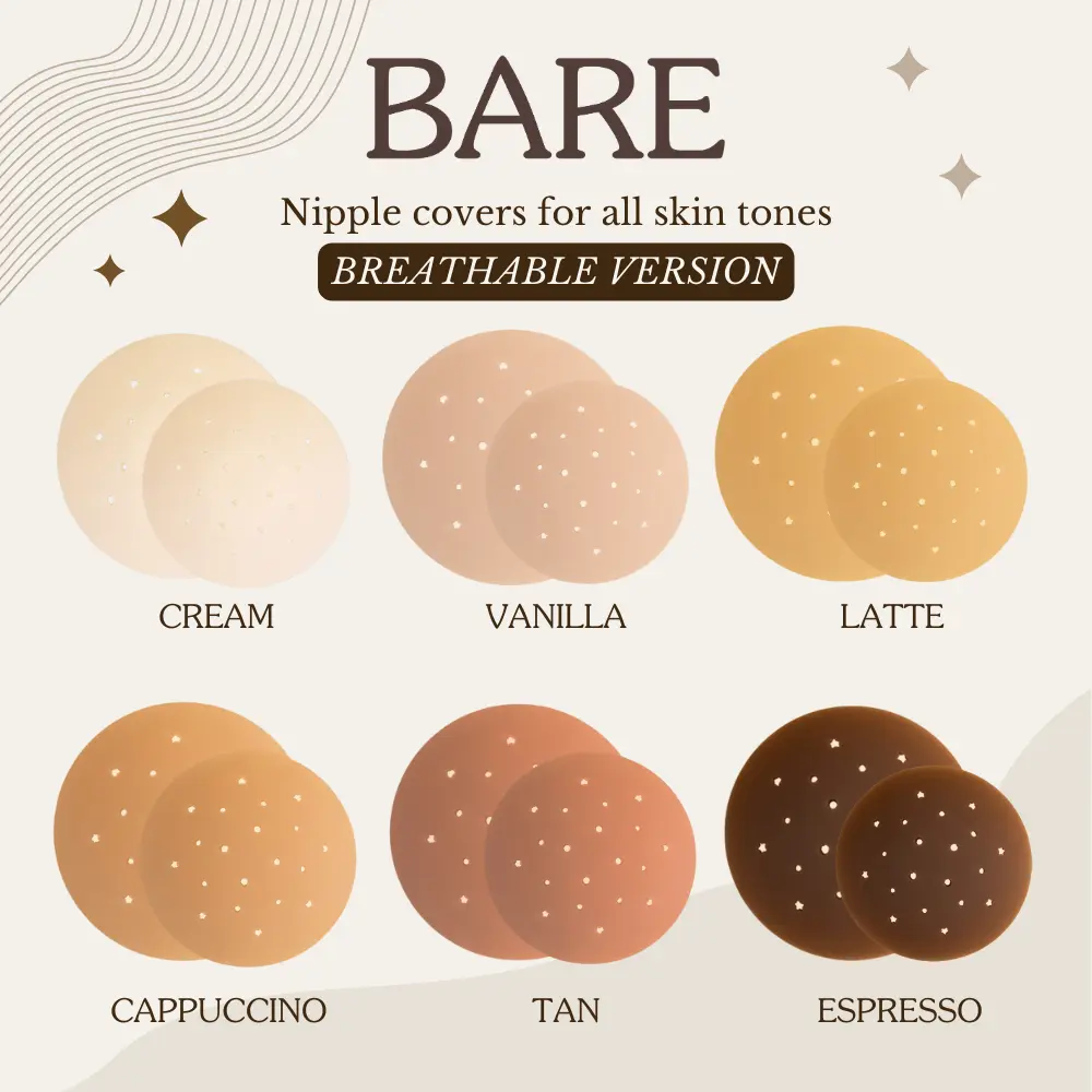BARE️® Reusable Self-Adhesive Nipple Cover Breathable with Holes Non-Adhesive