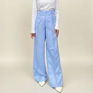 City Pants - Celana Casual Panjang Wanita Kantor Kuliah Motif Garis Kulot Pinstripe Karet Lembut Loose