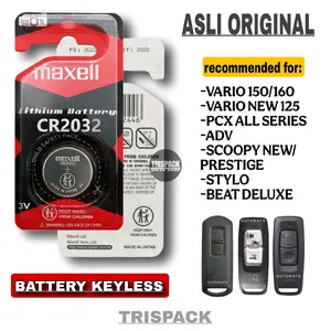 Baterai Remot Keyless Motor VARIO 150/160 VARIO 125 NEW PCX 160 SCOOPY NEW PRESTIGE ADV STYLO BEAT DELUXE CR2032 3 VOLT