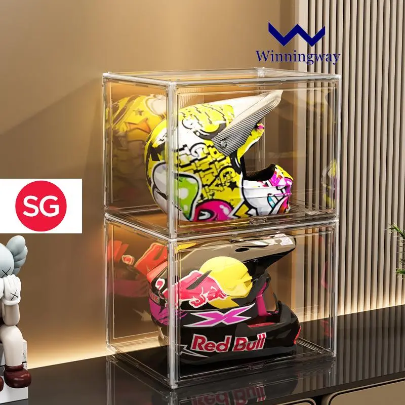 XXL Solar Extra large Acrylic Premium Box Stackable magnetic door for bike helmets balls toys bags Organiser XL L models acrylic  display figurine  display display  case