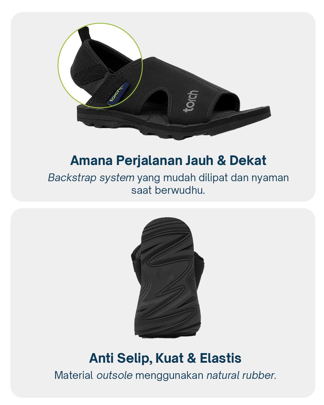 TORCH Arrafa Sandal Haji Umrah Umroh Ringan Kasual 2in1 Slide Anti Slip Footwear - Haji Umroh Outdoor Sandal Travelling