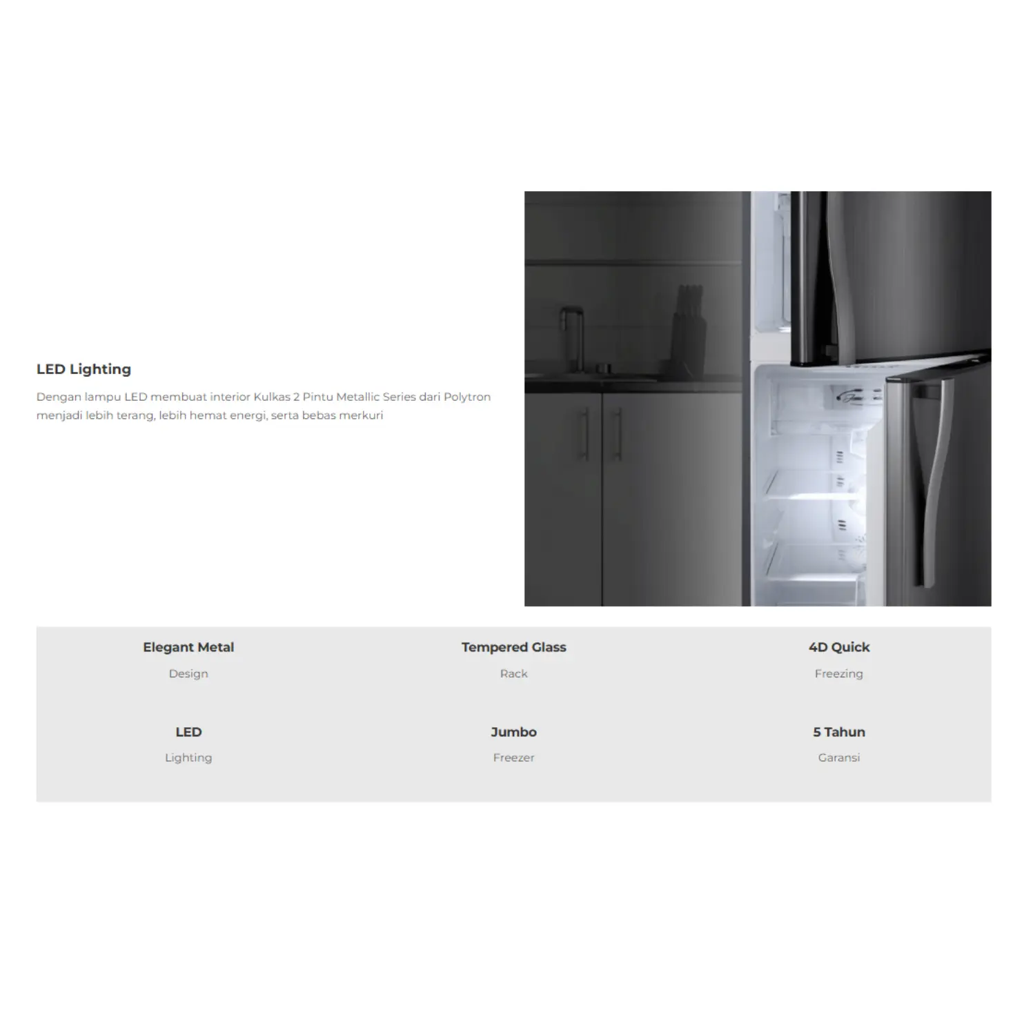 Kulkas Polytron Lemari Es 2 Pintu Polytron PRB 219 R Kapasitas 210L ...