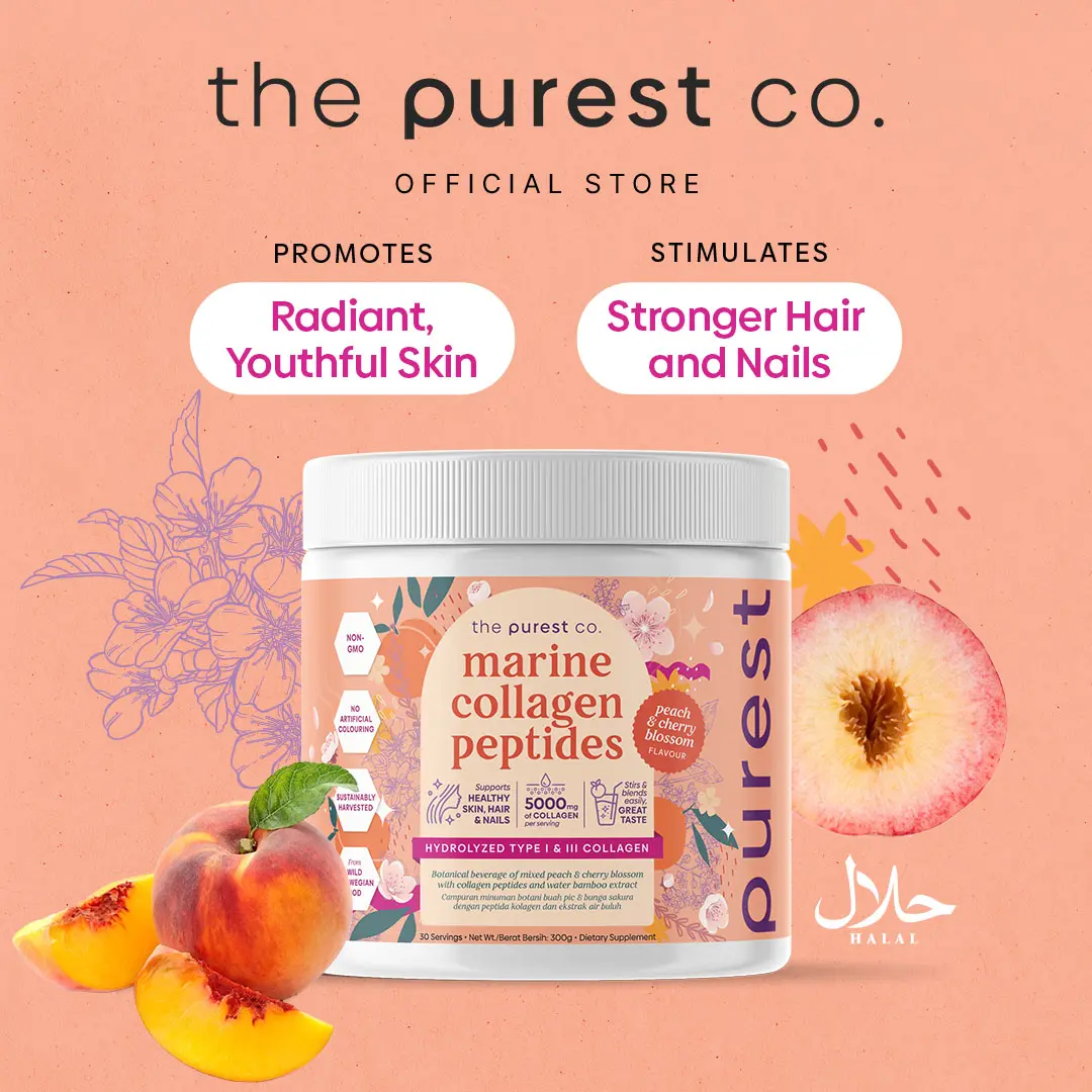 Purest Co Marine Collagen Peptides - Peach (Radiant Skin, Lush Hair & Strong Nails)