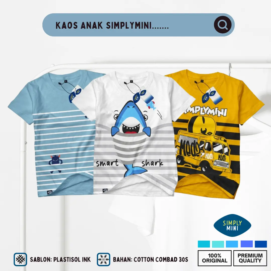 Baju Kaos Anak Laki Laki Lengan Pendek Sablon Depan Stripe Series Garis Garis Termurah Berkualitas