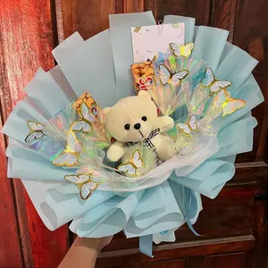 Buket Boneka Mix Kupu-Kupu LED dan Coklat 2pcs 58gr - Hadiah Doll Toys