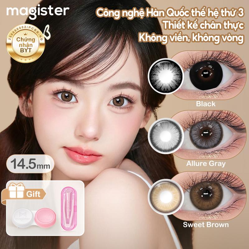 【TOP】Kính Áp Tròng 6 tháng Magister DIA Độ Cận 0-6 Độ 14.2-14.5mm, đen/xám/nâu/xanh,Allure Gray Candy Brown,lens xám tây,Đường kính 14.2-14.5mm,mắt giãn to tròn màu,lens chụp kỷ yếu siêu êm，đảm bảo chất lượng,tặng Dụng cụ đeo+ Khay đơn