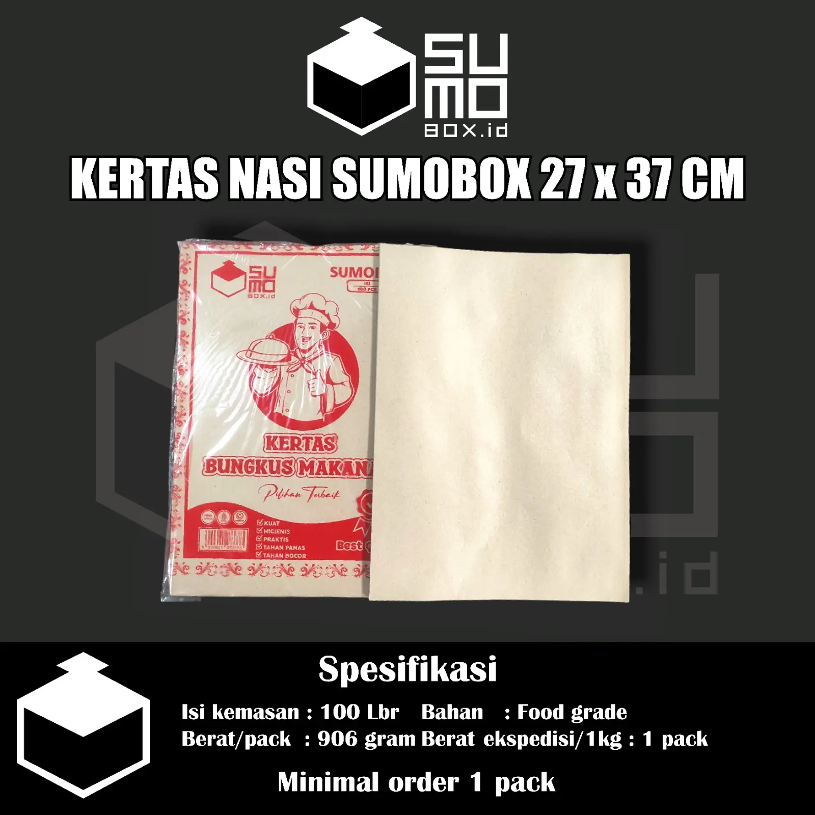 Kertas nasi coklat ukuran 27x36 isi 100 lembar / bungkus nasi warteg murah ROYAL ungu