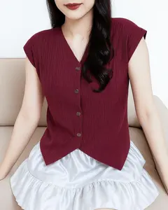 MAVE VEST - Atasan Vest Knit Rompi Kancing Sleeveless Wanita Basic MOEN