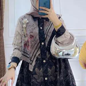 BSWOMEN INDAH TOP  / ATASAN KEKINIAN TERBARU Katun Panjang Wanita Lembut Nyaman  Baju Hitam cantik