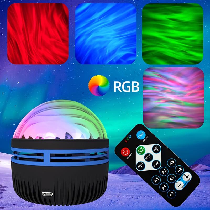 Lampu Tayangan Bintang, 1pc, dengan Alat Kawalan Jauh, 7 Corak Warna, Lampu Malam Tayangan Kutub Pelbagai Fungsi, Sesuai untuk Hiasan Suasana Bilik Tidur, Dikuasakan USB