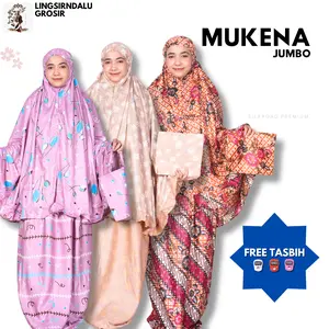 [LN] 2 Pcs Mukena Jumbo Rample Bahan Rayon Super Muat BB 80kg Mukena Muslimah Dewasa [lingsirndalu]