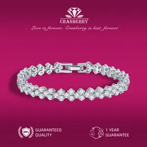 OS1-B11-16CM Gelang Wanita Cranberry Jewelry Premium Lapis Platinum Anti Luntur Anti Berubah Warna Garansi 1 Tahun Resmi Size Adjustable Kualitas Grade Terbaru Aksesoris Perhiasan Gelang Nikah Permata VVS1 Elegan COD
