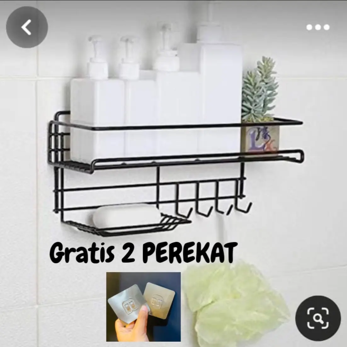 Rak sabun kamar mandi GRATIS 2 perekat terbuat dari bahan besi anti karat