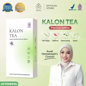 Kalon Teh Hijau Greentea Premium Saffron BPOM & Halal MUI Isi 20 Teabags