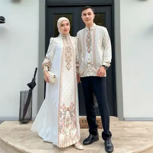 Couple Pasangan Lebaran Sarimbit Kayrina Baju Muslim Kondangan Motif Printing Elegan