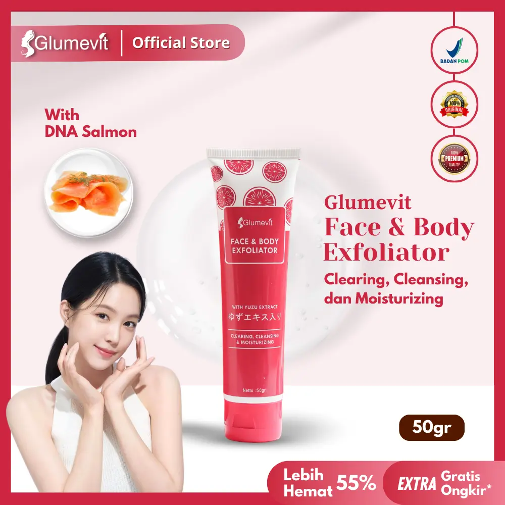Glumevit Exfoliating Gel 50gram Exfoliasi Wajah Untuk Wanita Pria Mengangkat sel Kulit Mati