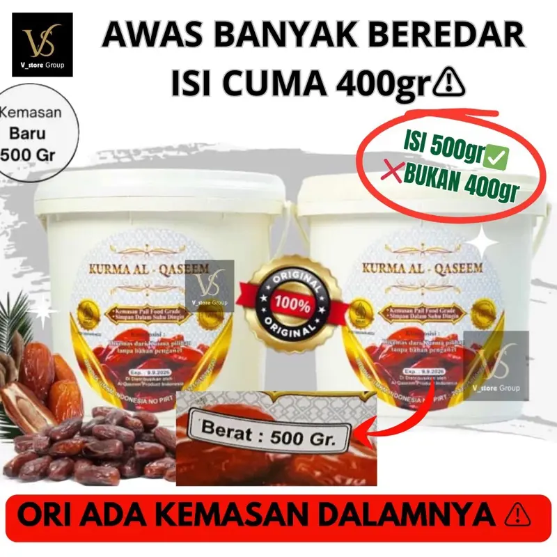 (PAKET 2EMBER) 500gr Per Ember EXP 2026 KURMA AL QASEEM EMBER KURMA AL QASIM AL QASEM
