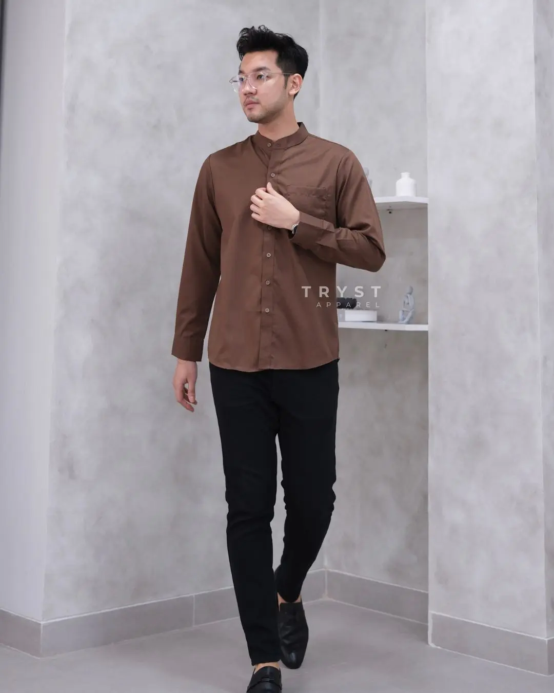 Tryst - Suyou Cotton Shirt | Kemeja Lengan Panjang | Katun Toyobo Premium | Kemeja Pria Slimfit Polos | Baju Kerja Formal | Atasan Cowok Dewasa | Casual Basic Lembut | Kerah Shanghai | Baju Kokoh | Kerah Kokoh