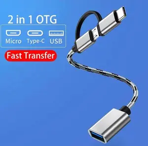 Kabel Data Otg 2IN1 Micro Type C FAST TRANSFER - Mobile Phone OTG Connect kit