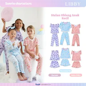 LIBBY Sanrio Setelan Piyama Oblong Anak Perempuan Kuromi Cinnamoroll Hello Kitty (1 Stel)