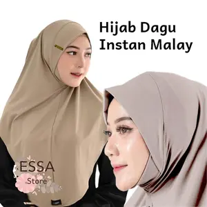 ESSA STORE Hijab Instan Dagu Soft Pet SIZE M Label Akrilik Part 3 Bergo Malaysia Spandex Jersey Nyaman Adem Cocok Sehari-hari Panjang 60cm-65cm Bahan Berkualitas Desain Modern Variasi Navy Cantik