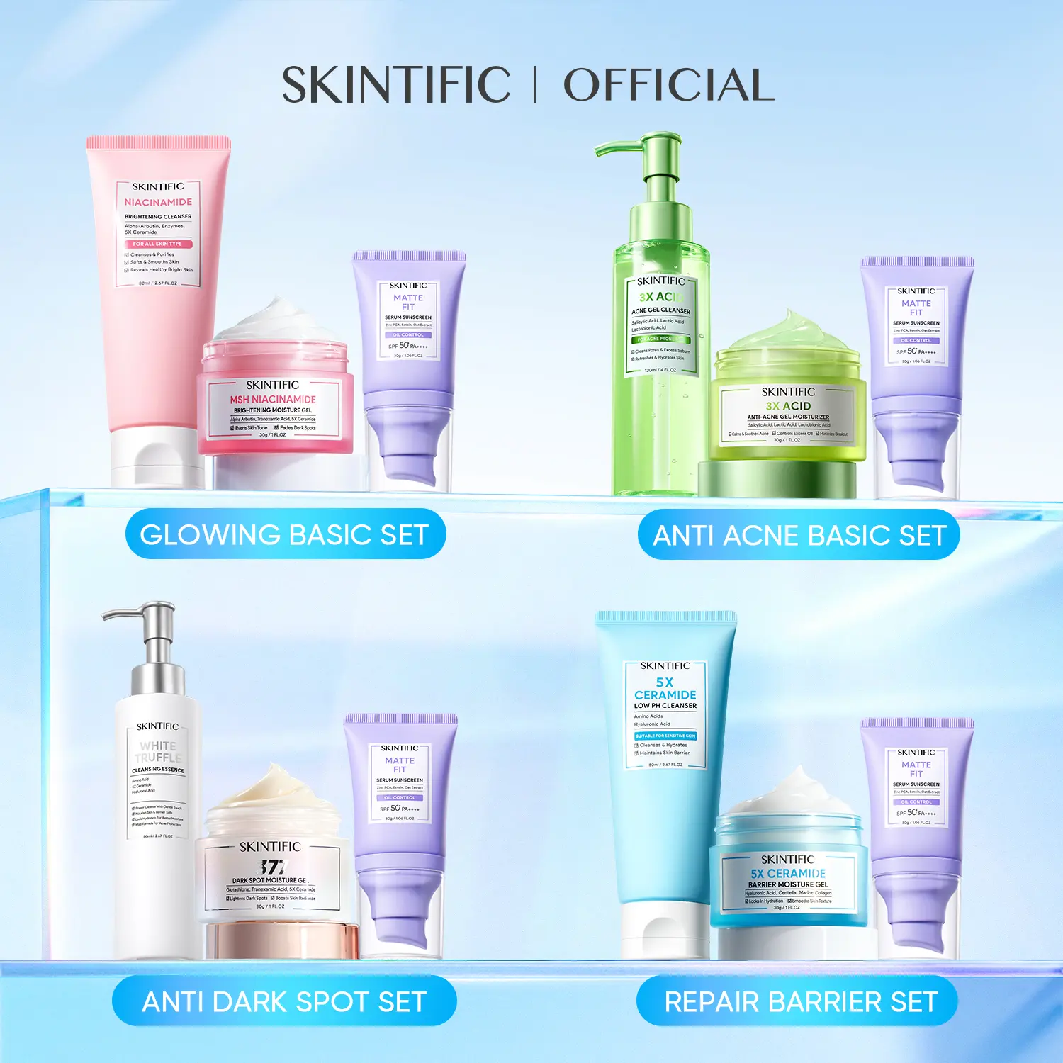 [HOT] SKINTIFIC 3PCS with Cleanser+Moisturizer+Sunscreen SKINCARE BUNDLE 377 Drak Spot/Niacinamide Brightening/5X Ceramide Bundle Set Niacinamide Brightening lightening dull skin fades acne scars dark spot even skin tone redness Hydrating Skin Repair