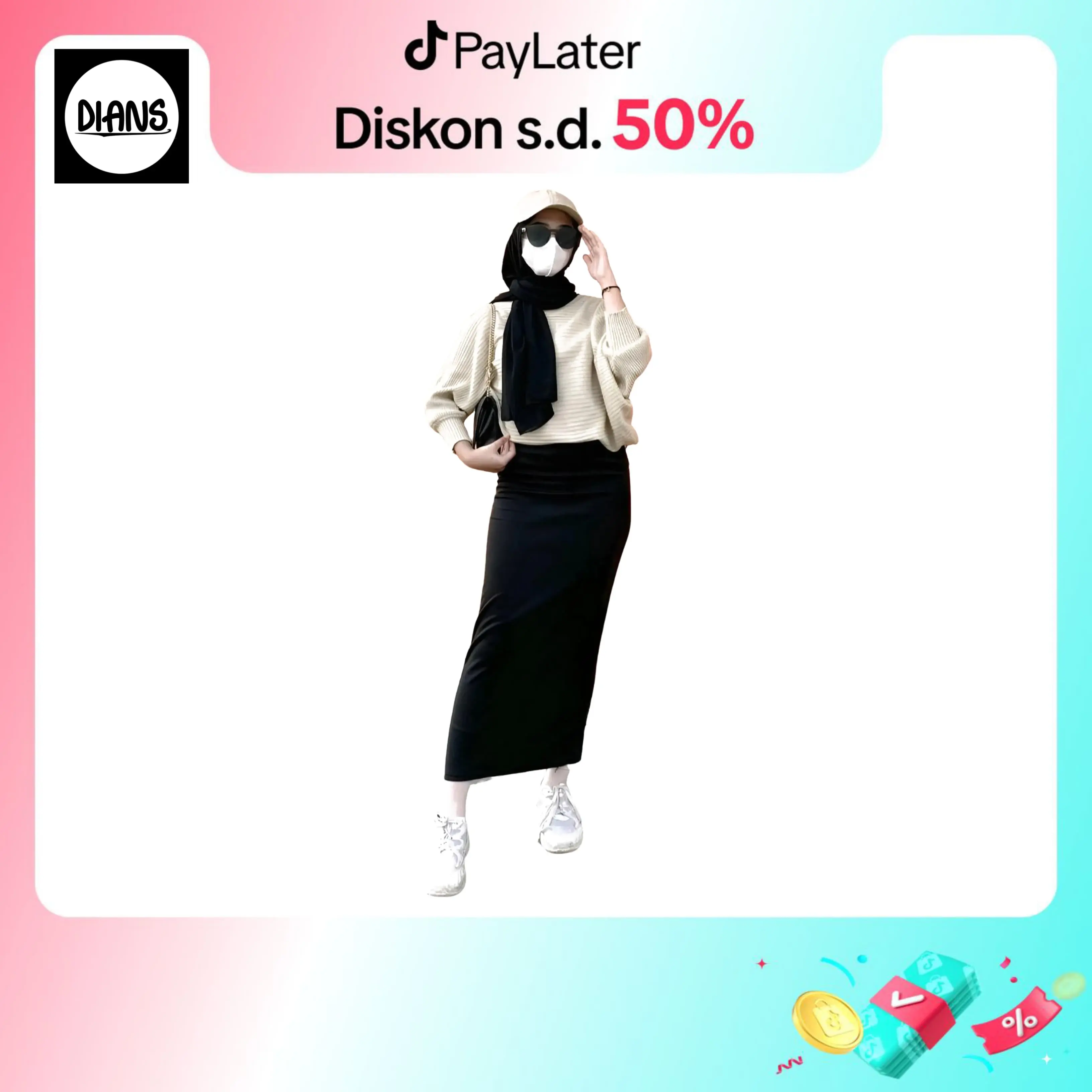 DIANS - Rok Span Panjang Scuba Premium Rok Pensil Bahan Kantor Formal Wanita Kerja Maxy Skirt Hitam Muslim Maxi Basic Bawahan Casual Rempel Karet rok span tanpa belahan outfit  muslimah