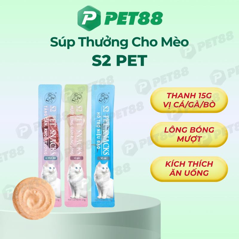 Súp thưởng thanh S2 PET 15G - đủ 3 vị thịt Tươi Nguyên Chất, Bổ Sung Vitamin,…