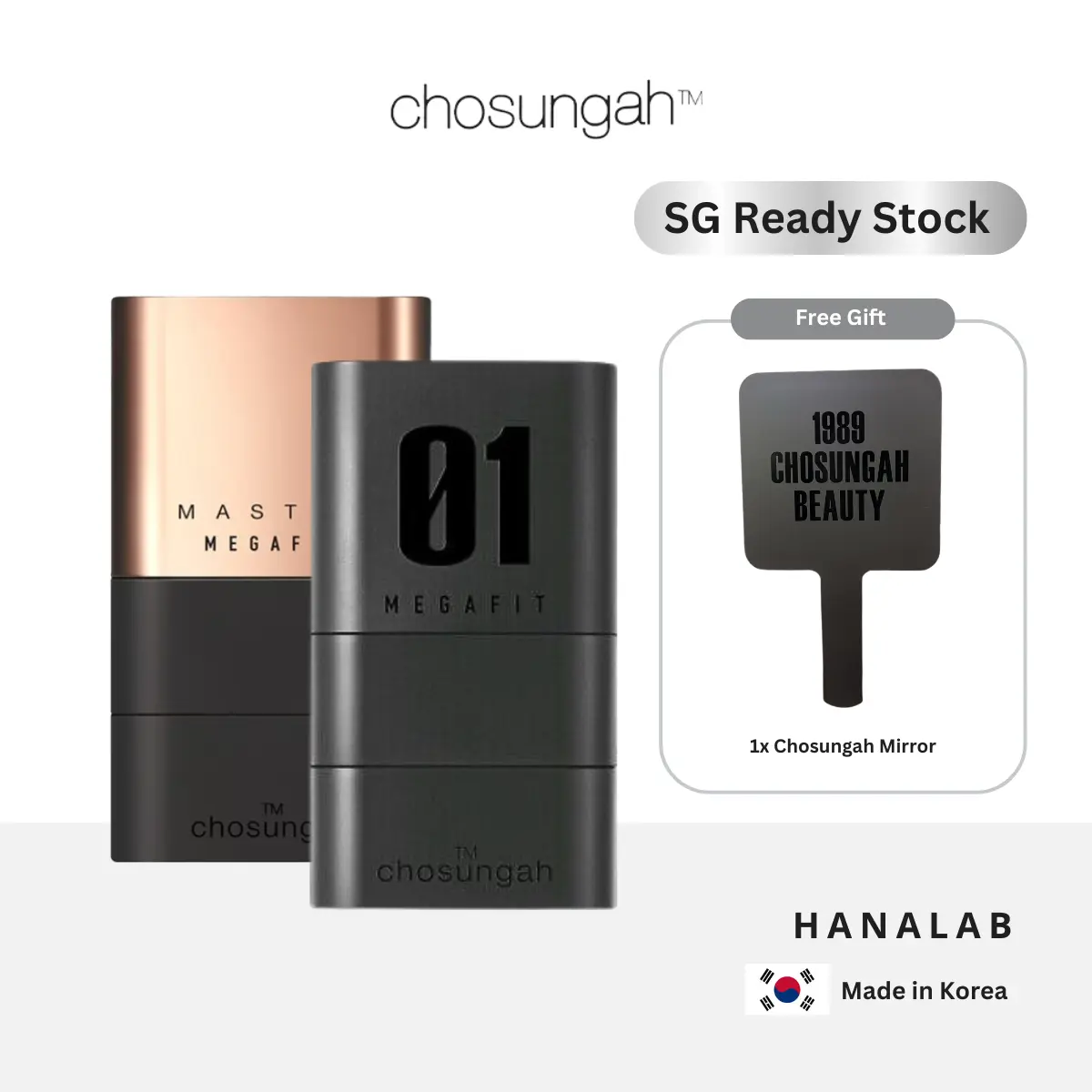 【SG Ready Stock】Chosungah MegaFit Stick Foundation Master SPF50+ PA++++ (16g) + Free Gift