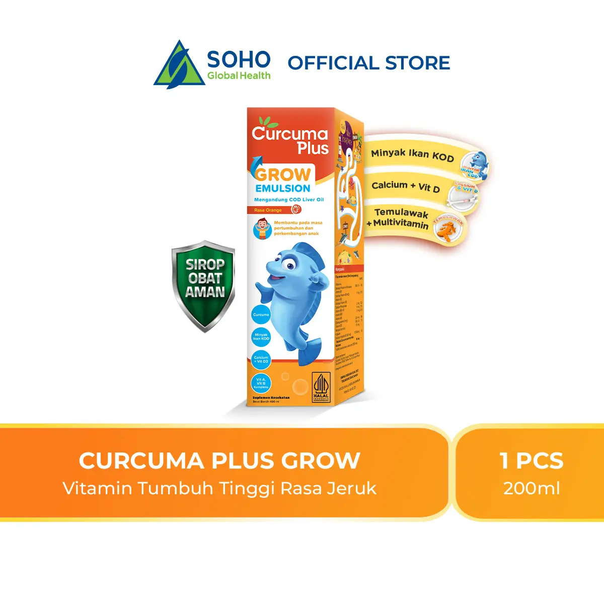 Curcuma Plus Grow Emulsion Syrup - Orange 200ml