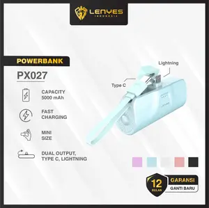 LENYES PX027D 5000mAh Mini Powerbank Fast Charging 20W 2 Conector Options