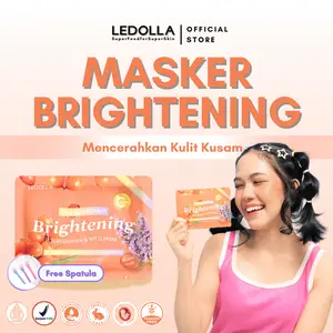 LEDOLLA - Masker Brightening Licorice & Vitamin C Face Mask 25gr |  Masker Wajah Mencerahkan & Menyamarkan Bekas Jerawat PIE & PIH | Whitening Masker Organik | Memudarkan Dark Spot | Masker Untuk Mencerahkan Wajah Kusam | Skin Care BPOM | Free Spatula