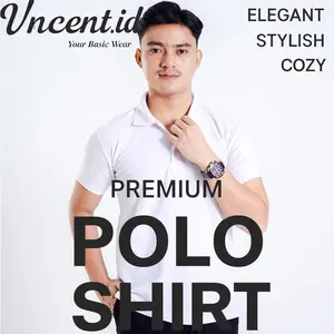 Vncent ID Kaos Polo Shirt Pendek Pria - Baju Tebal Berkerah Atasan Cowok Muda Dewasa Distro Navy Hitam