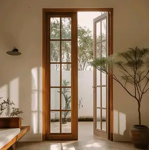 Pintu Taman Kayu Jati dengan Desain Modern dan Transparan untuk Tampilan Elegan di Rumah Anda